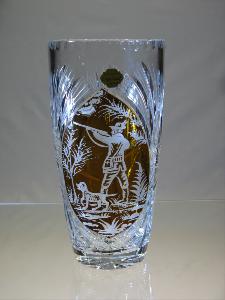 Grand Vase en Cristal de Bohème Taille Chasse ambre