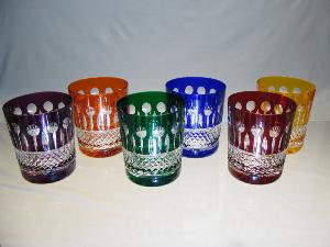Verres à whisky 6 couleurs cristal bohème