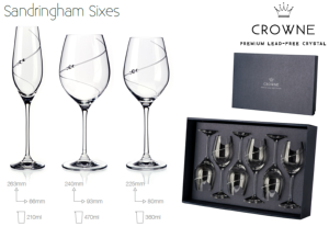 Service 6 Verres Crowne Sandringham Swarovski 