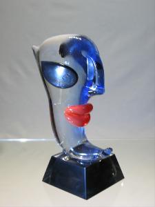 Visage Murano Bleu sur socle art