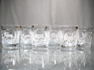 Verres à Whisky Cristal Taillé  "chasse" (coffret de 6 ) 