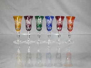 Verres Digestifs sur pied Taille Etoile Diamant Cristal Boheme Couleur 