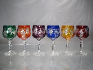 Coffret 6 verres à vin Couleur Cristal de Bohème Grappe Raisin