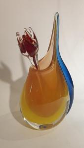 Vase collection Murano avec fleur tulipe jaune