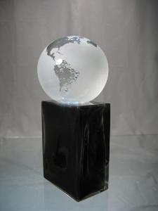 Trophée Noir Sulfure Globe Terrestre Murano