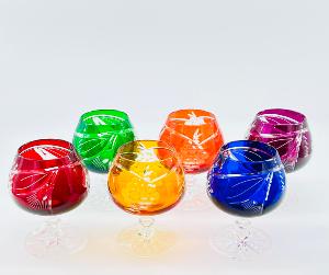 Verres à cognac grappe  6 couleurs cristal de bohème