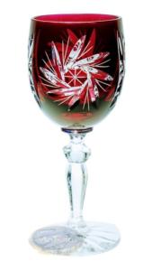 Verres à VIN couleur rouge rubis en cristal bohème