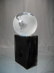 Trophée Noir Sulfure Globe Terrestre Murano