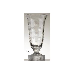 Vase sur pied Cristal de Paris Taille Pastille Ronde