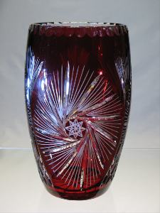 Vase en Cristal de Bohème obu couleur rouge