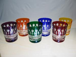 Verres à whisky 6 couleurs cristal bohème