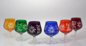 Verres à cognac  diamant 6 couleurs cristal de bohème