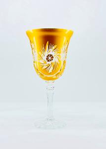  6 Verres à vin dorés  Cristal de Bohème