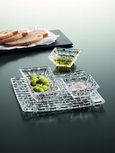 Plateau Repas, Aperitif collection Bossa Nova en cristal Nachtmann 5 pieces