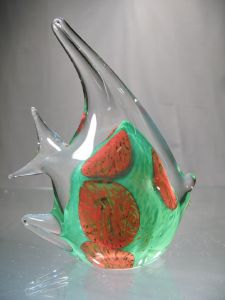 Poisson Scalaire Vert et Rouge Collection Murano