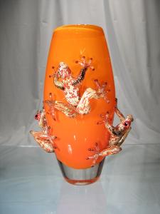 Vase 4 grenouilles Venimeuses Murano Orange