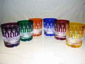 Verres à whisky 6 couleurs cristal bohème