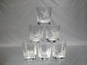 Coffret 6 Verres à whisky en cristal boheme + 24% plomb  "chasse" 