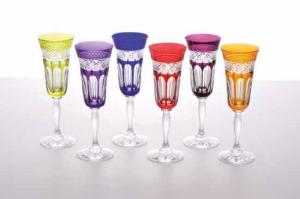 Cristal de Paris : Coffret 6 verres cristal couleur collection Mireille