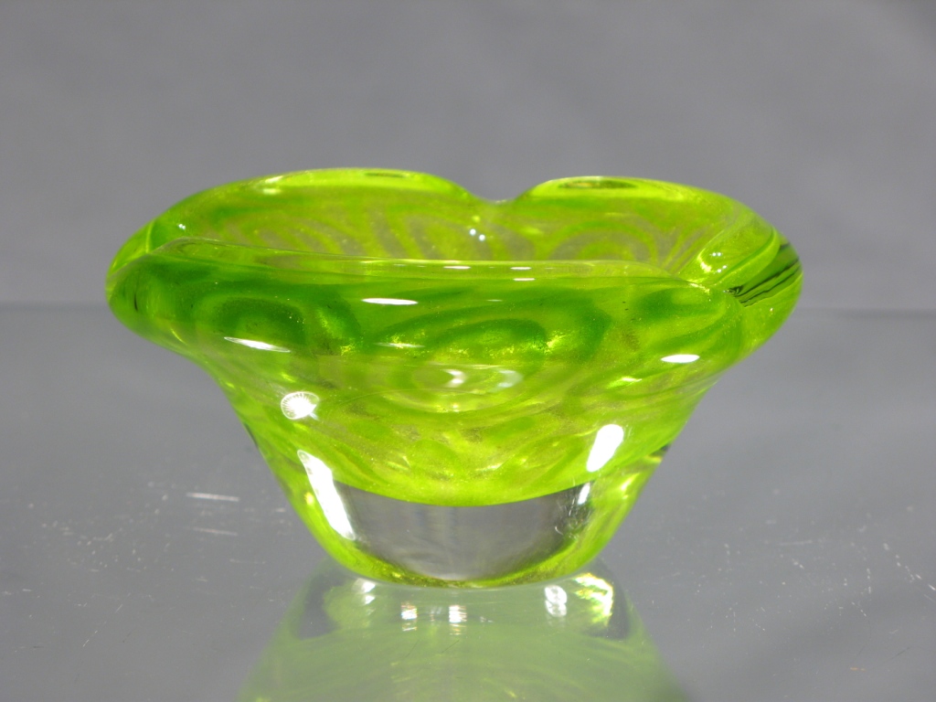 Cendrier Verre Murano Massif vert citron caméléon