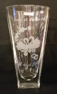 Vase en cristal grave Cygnes Mariage 