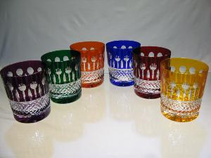 Verres à whisky 6 couleurs cristal bohème
