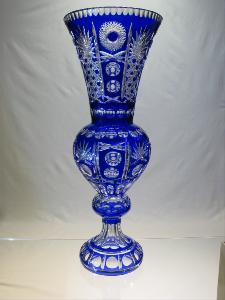 Grand Vase bleu en Cristal de Bohème 60 cm