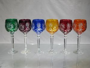 Verres à vin couleur Dégustation taille étoile diamant Cristal de Bohème 