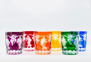 Verres à whisky 6 couleurs cristal bohème