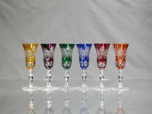 Verres Digestifs sur pied Taille Etoile Diamant Cristal Boheme Couleur 