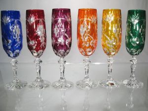 Flutes à Champagne Grappe raisin Cristal de Bohème 