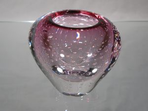 Petit vase ou Bougeoire Murano rose bullé