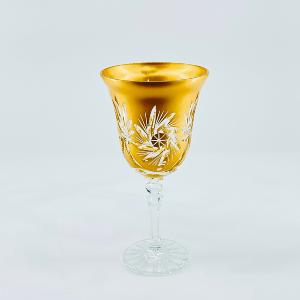  6 Verres à vin dorés  Cristal de Bohème