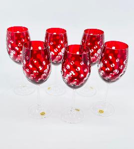 Verres élégants boules rouge rubis en cristal bohème
