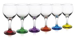 Coffret 6 Verres à vin ballon pied couleur