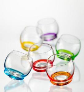 Coffret 6 Verres Whisky Culbuto cristal boheme couleur