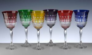 Cristal de Paris : Verre à vin rouge / eau Yvan 6 couleurs