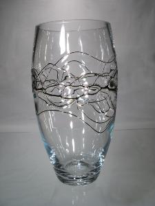 Vase en cristal filet Noir