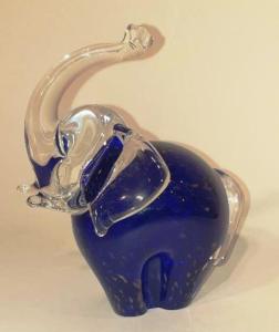 Eléphant collection Murano bleu doré ( 4 tailles ) 