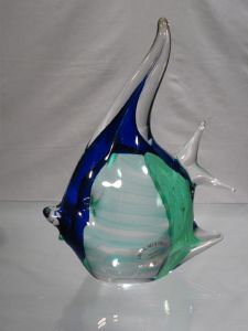 Poisson Murano bleu,vert