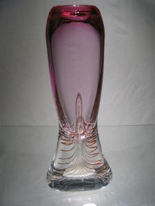 Vase Rose Cristal +24%plomb. pièce unique 