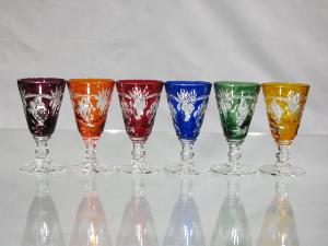 Verres à digestifs ou liqueurs en Cristal de Bohème couleur