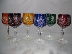 Coffret 6 verres à vin Couleur Cristal de Bohème 