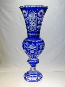 Grand Vase bleu en Cristal de Bohème 60 cm