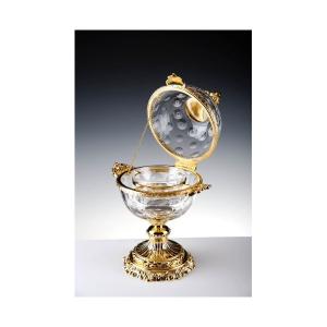 Bar à Caviar Cristal de Paris Monture Bronze incrute or