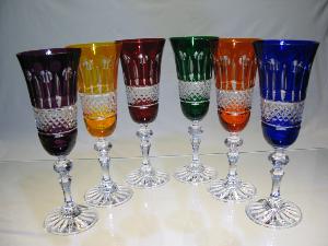 Flûtes à champagne 6 couleurs cristal de bohème