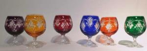 Verres à cognac grappe  6 couleurs cristal de bohème