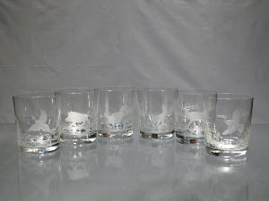 Coffret 6 Verres à whisky en cristal boheme + 24% plomb  "chasse" 